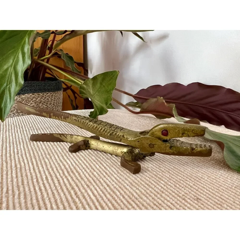 Vintage Brass Alligator Novelty Nut Cracker, 6